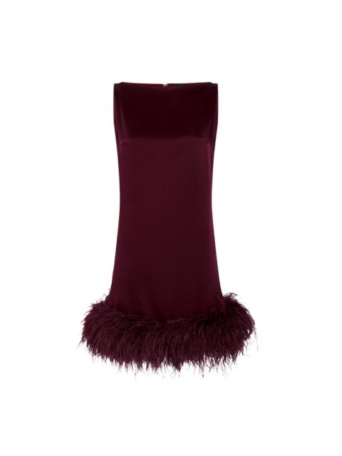 LAPOINTE Crimson Mini Feathered Dress