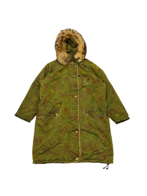 Other Designers Japanese Brand - Vintage 80s LUHTA Finland Camo Rose Parka - Faux Fur Hood