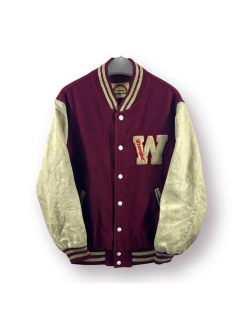 Other Designers 🔥 Vintage 90's japan Wrangler Leather Sleeves Varsity Jacket