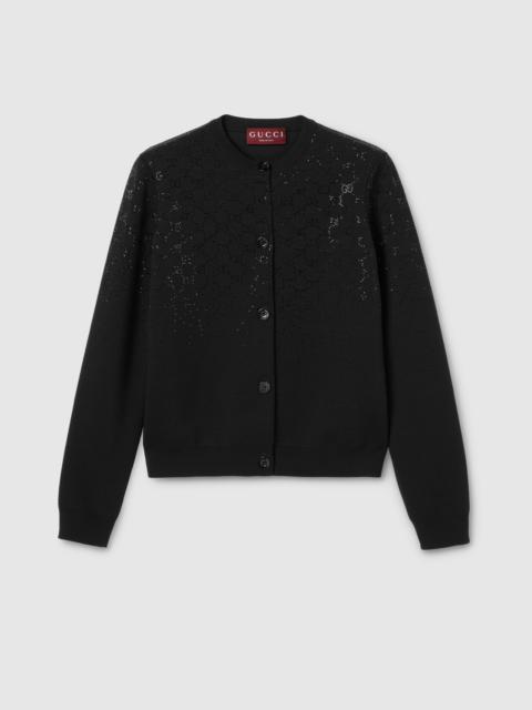 GUCCI Fine wool cardigan with GG crystals