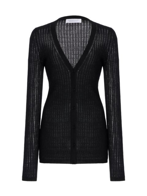 GABRIELA HEARST Emma Pointelle-Knit Cashmere-Silk Cardigan black