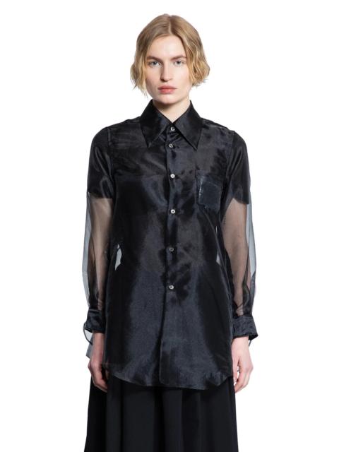 Comme Des Garçons Layered-Wool-Mesh-And-Tulle-Shirt