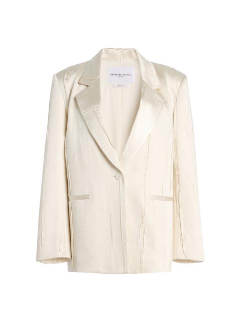 BRANDON MAXWELL The Nell Single-Breasted Crushed-Satin Blazer ivory