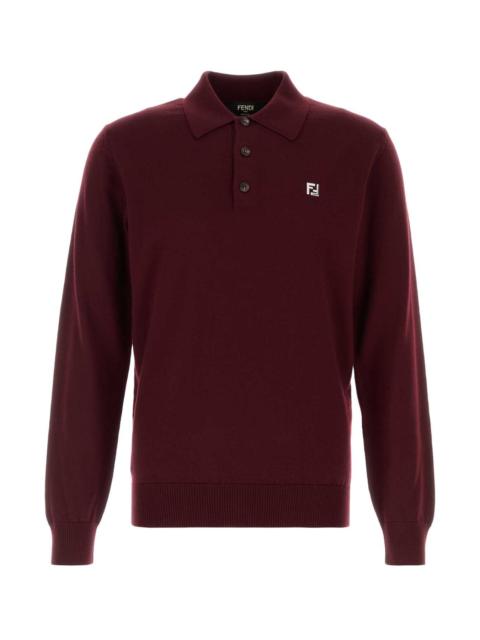 FENDI Fendi Men Burgundy Stretch Wool Polo Shirt