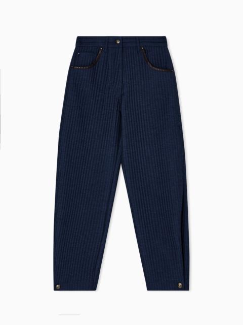 GIORGIO ARMANI DENIM COLLECTION FIVE-POCKET TROUSERS IN VISCOSE, COTTON AND SILK WITH A QUILTED MOTIF