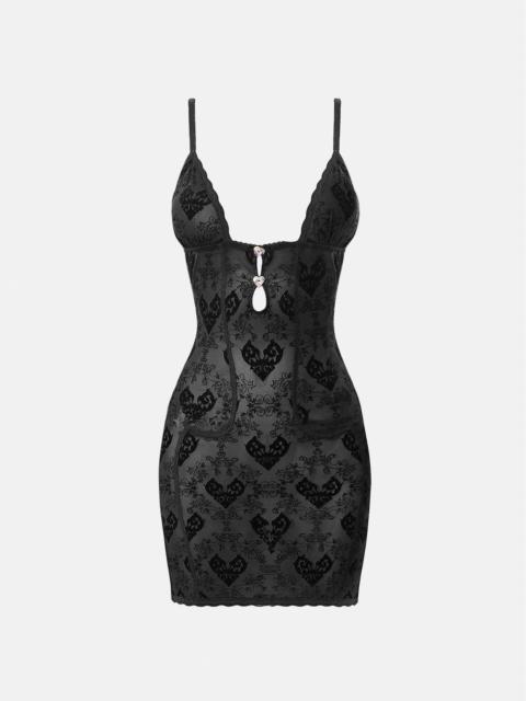 POSTER GIRL SCARLETT DRESS FLOCKED MESH BLACK