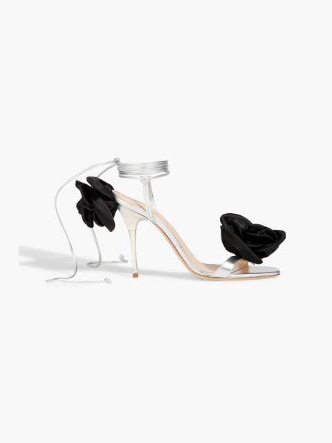 MAGDA BUTRYM Floral-appliquéd metallic leather sandals