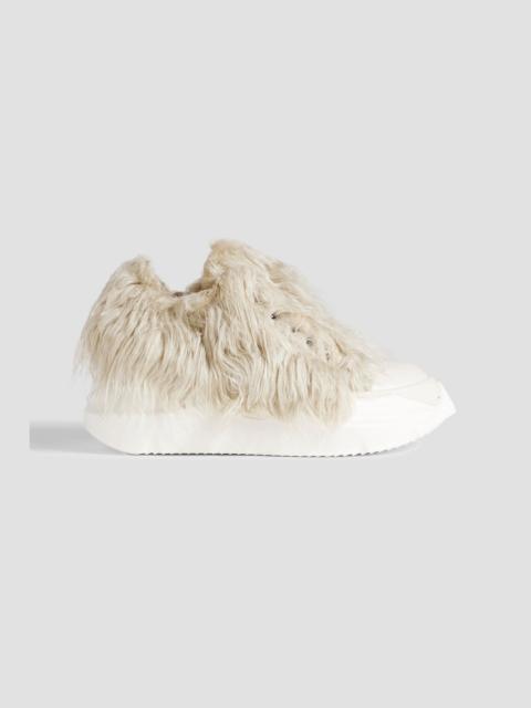 Rick Owens Abstract faux fur and leather sneakers