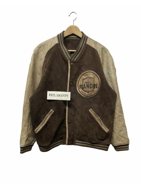 Other Designers VINTAGE FLANDRE MOTORCYCLE CHAINS LEATHER VARSITY JACKET