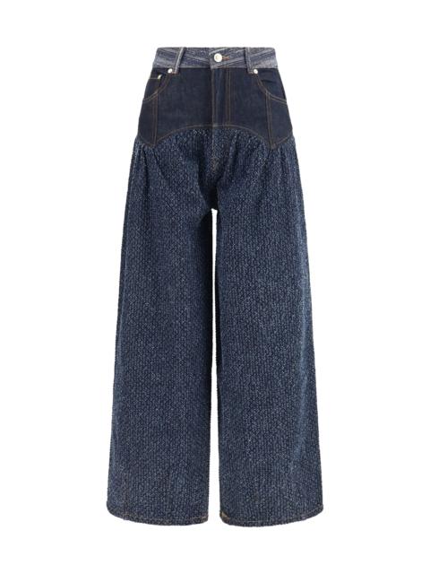 GANNI Ganni Embroidered Corset Balloon Jeans Rinse