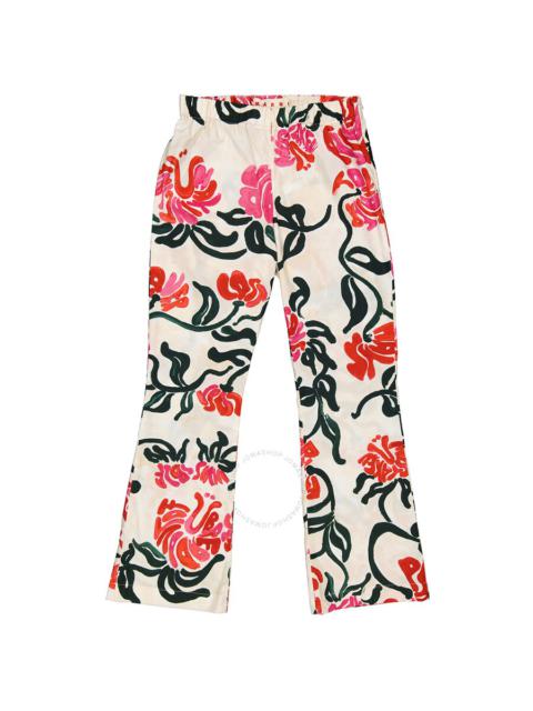 Marni Ladies Floral-print Bootcut Trousers