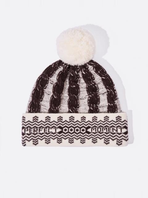 PERFECT MOMENT Cable Knit Merino Wool Beanie