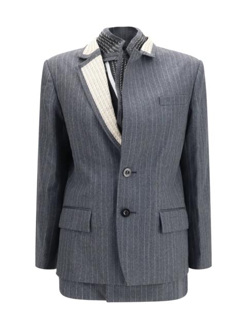 sacai Sacai Women Pinstripe Single Breasted Jacket