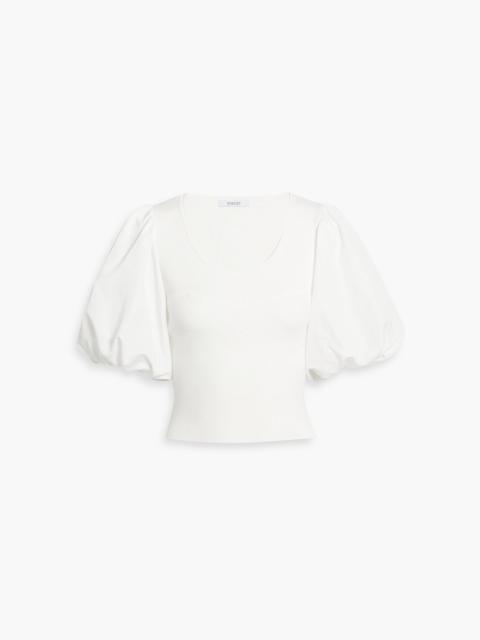 DEREK LAM 10 CROSBY Mara poplin-paneled stretch-knit top