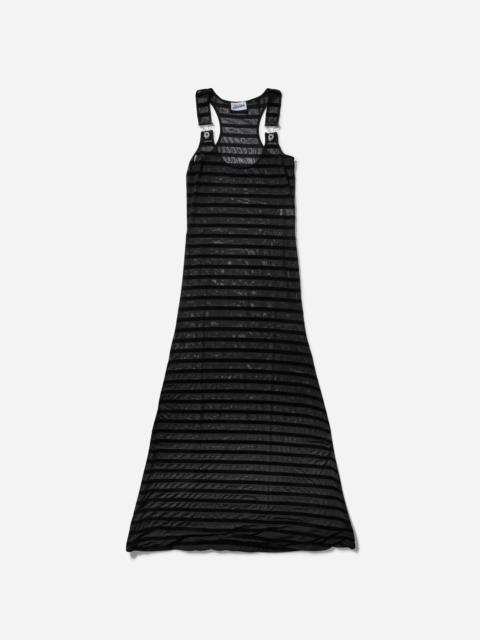 Jean Paul Gaultier Women's Striped Mesh Long Dress Black
