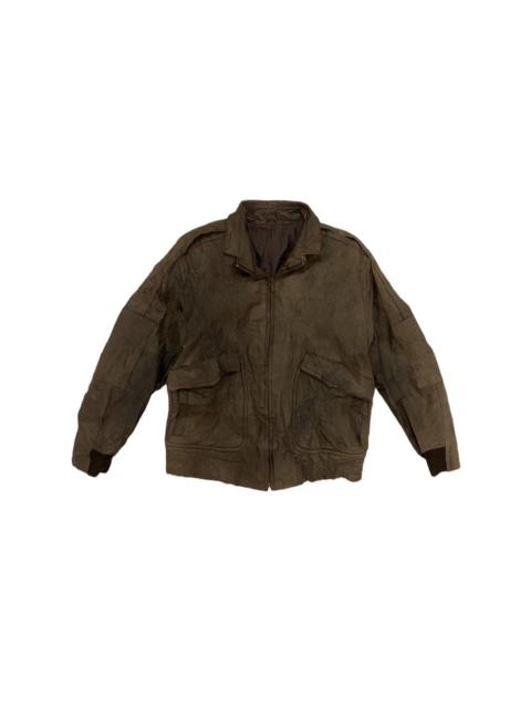 Other Designers Vintage - Vtg Distress Angel Leather Genuine Leather Flight Jacket
