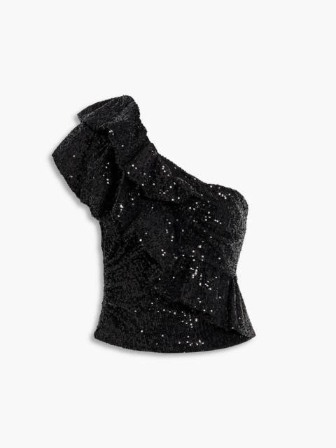 Other Designers Sonia one-shoulder sequined tulle top