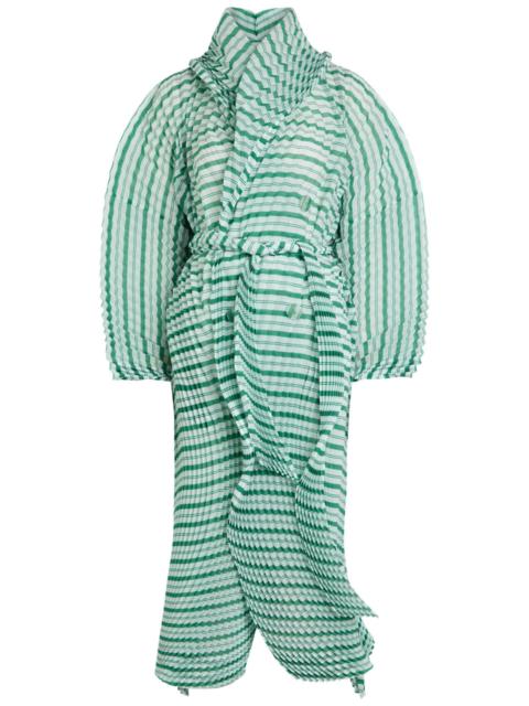 ISSEY MIYAKE Issey Miyake Striped Pleated Woven Coat