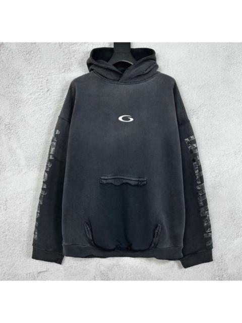 BALENCIAGA Balenciaga transparent tape ripped pocket hoodie