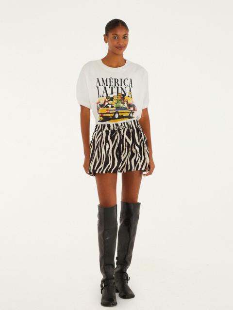 FARM RIO Black Tropical Zebra Organic Cotton Mini Skirt