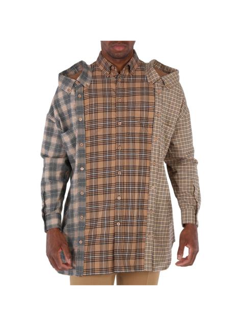 Burberry Camel Check Cotton Flannel Reconstructed Shirt