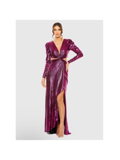 Other Designers NWT IEENA MAC DUGGAL  Princess Sleeve Cut Out Metallic Gown 27060 Sz 4 $498