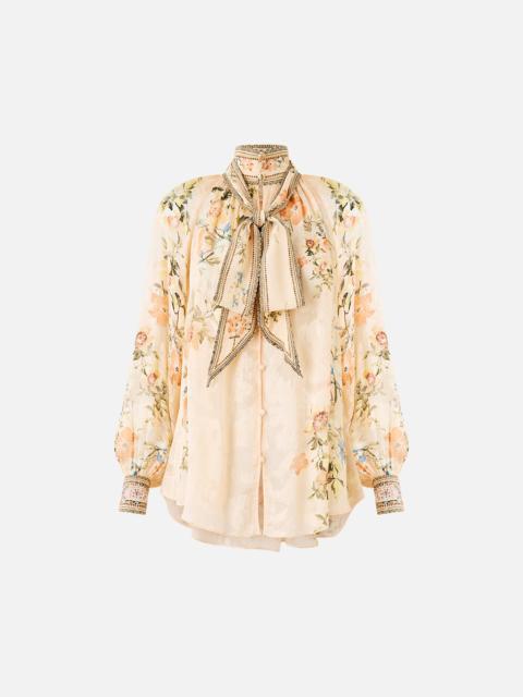 CAMILLA DETACHABLE PUSSY BOW RAGLAN BLOUSE