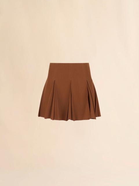 Marni BROWN WOOL PLEATED MINI SKIRT