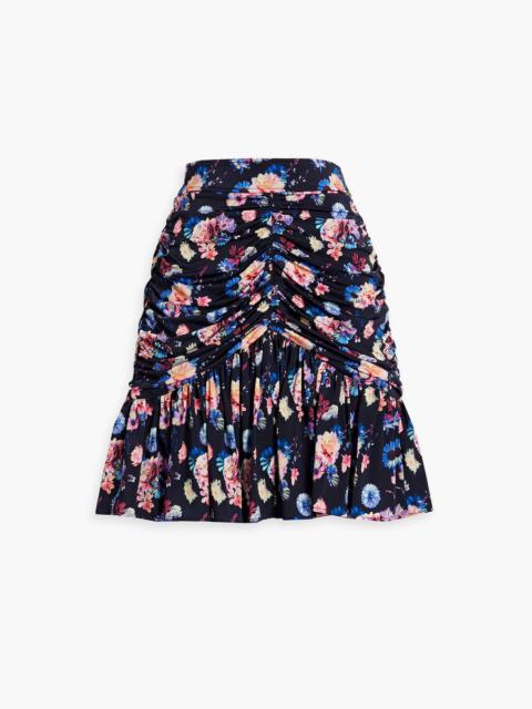 rabanne Ruched floral-print stretch-jersey mini skirt