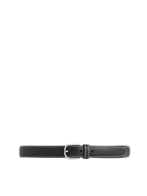 TOTEME Slim Grained Leather Belt in Black