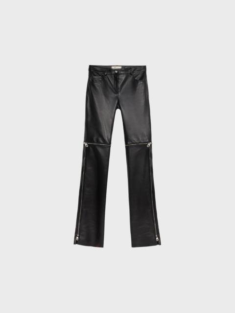 Blumarine PLONGÉ LEATHER PANTS WITH ZIPPER AND LACE