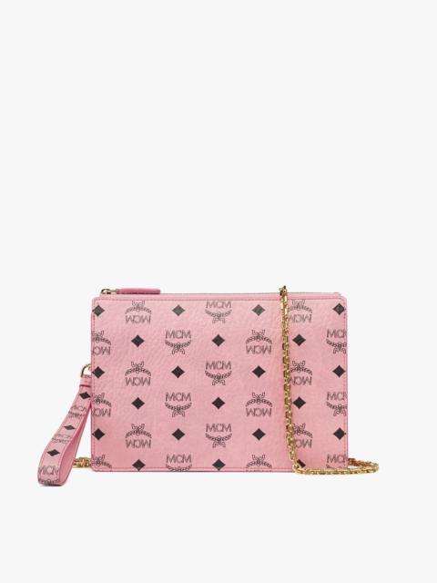 MCM Wristlet Standing Pouch w/ Chain Strap in Visetos