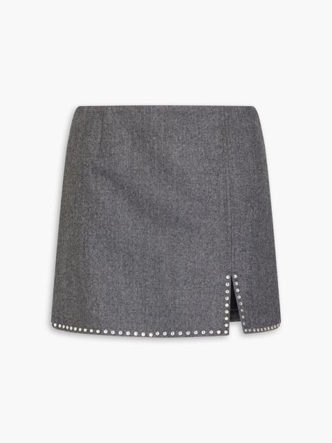 Sandro Crystal-embellished wool-twill mini skirt