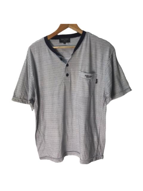 Yohji Yamamoto Sacsny y’saccs stripes half button tshirt