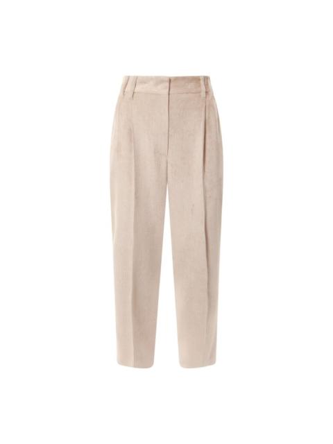 Brunello Cucinelli Brunello Cucinelli Pink Beige Corduroy Pleated Trousers