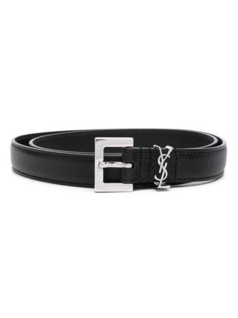 SAINT LAURENT Saint Laurent Cassandre Leather Belt Black