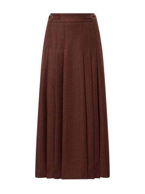 GABRIELA HEARST Wesley Pleated Midi Skirt in Burnt Sienna Wool Cashmere Flannel