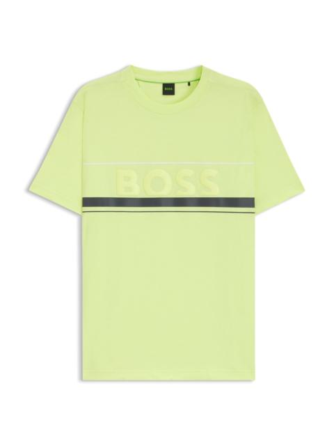 BOSS COTTON-JERSEY T-SHIRT WITH STRIPES AND LOGO