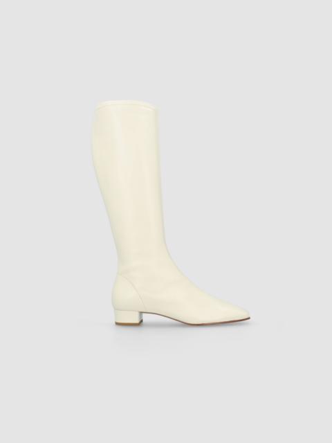BY FAR Edie Off White Leather Knee-High Boot