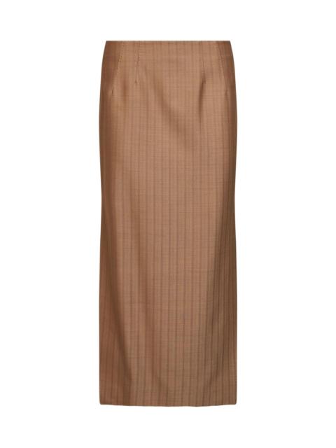 Etro Etro Women Camel Striped Wool Jacquard Straight Midi Skirt