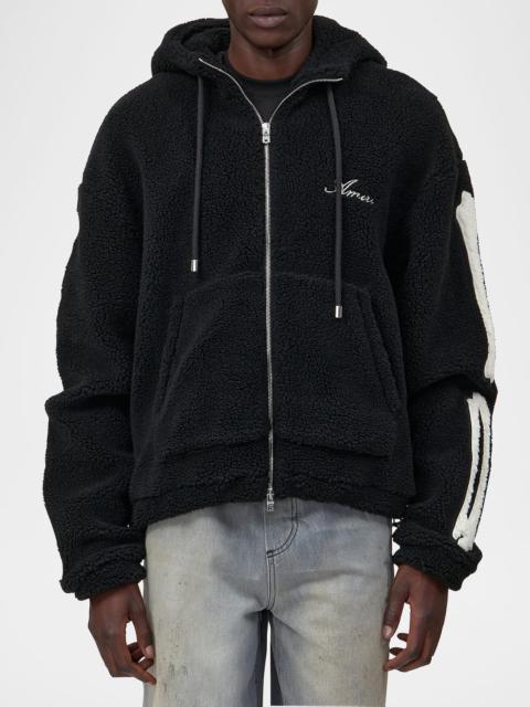 AMIRI Men's Bones Fleece Full-Zip Hoodie