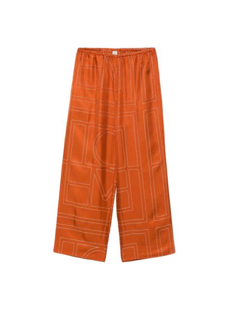 monogram silk trousers