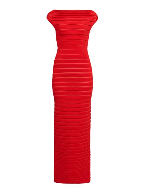 Alaïa Striped Midi Dress red