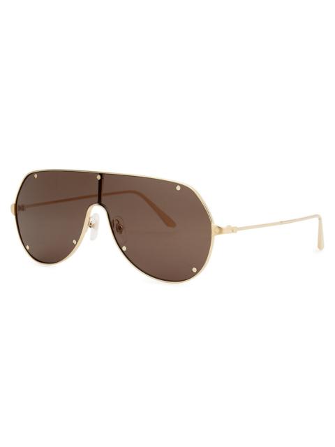 Cartier Cartier Santos De Cartier Mask Sunglasses, Sunglasses, Gold-tone