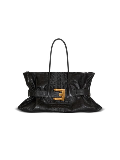 Balmain XL Anthem bag in embossed crocodile-print calfskin