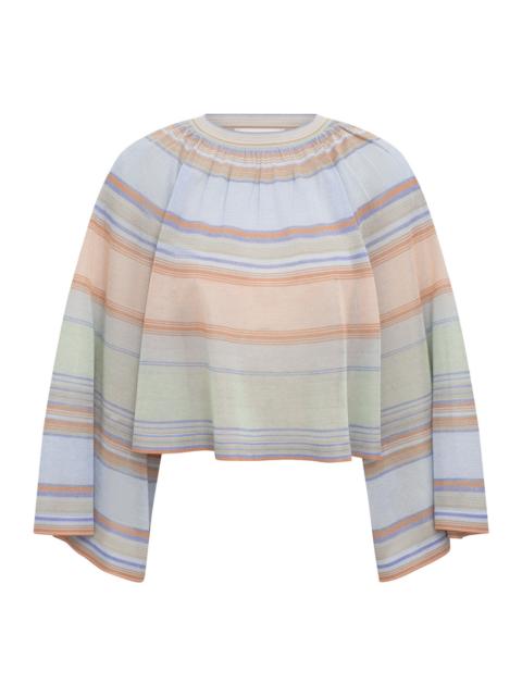Zimmermann INDRA STRIPE BELL SLEEVE TOP