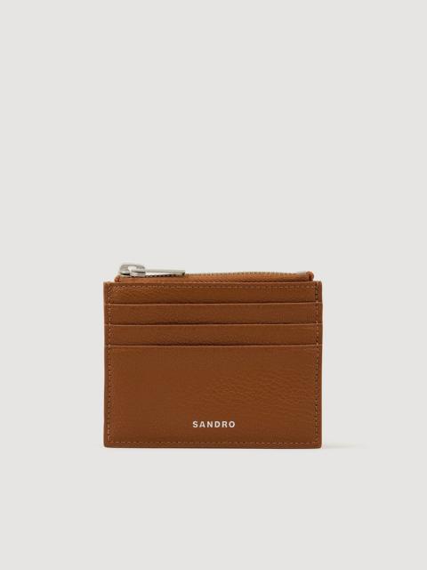 Sandro GRAINED LEATHER ZIP CARD HOLDER