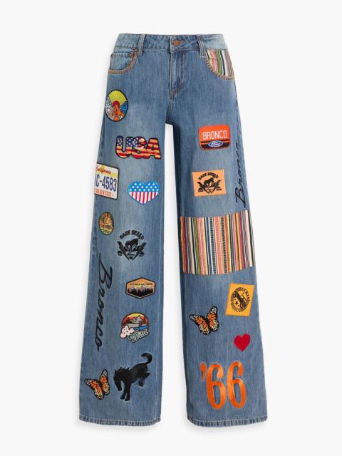 Alice + Olivia Trish patchwork low-rise wide-leg jeans