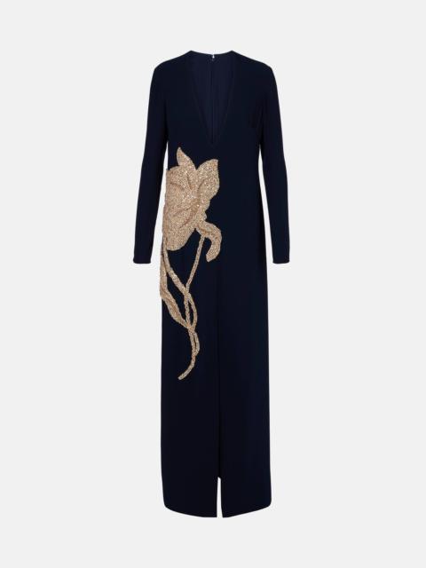 COSTARELLOS Jennis embellished crêpe maxi dress