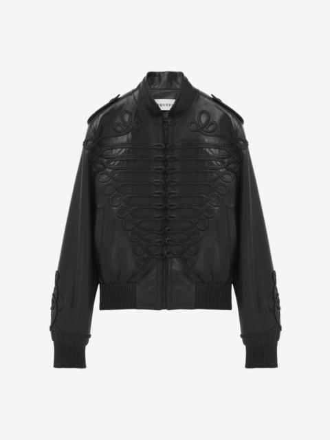 Alexander McQueen Frogging Embroidery Leather Jacket
